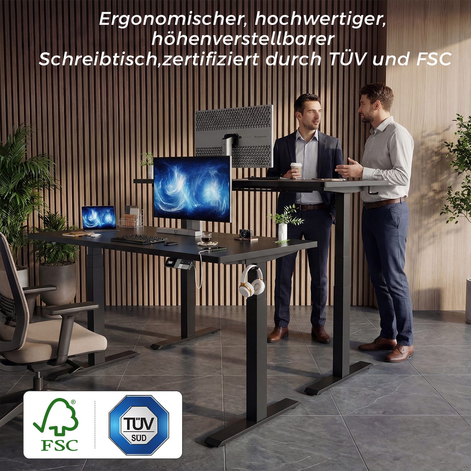 HOMALL Schreibtisch Höhenverstellbarer Schreibtisch elektrischer mit 2 Motoren (25 mm dicke, nahtlose, monolithische Tischplatten Keine gespleiBten Platten Vielsertig und hochwertig Erinnerung bei langerem Stehen, ostern geschenke)