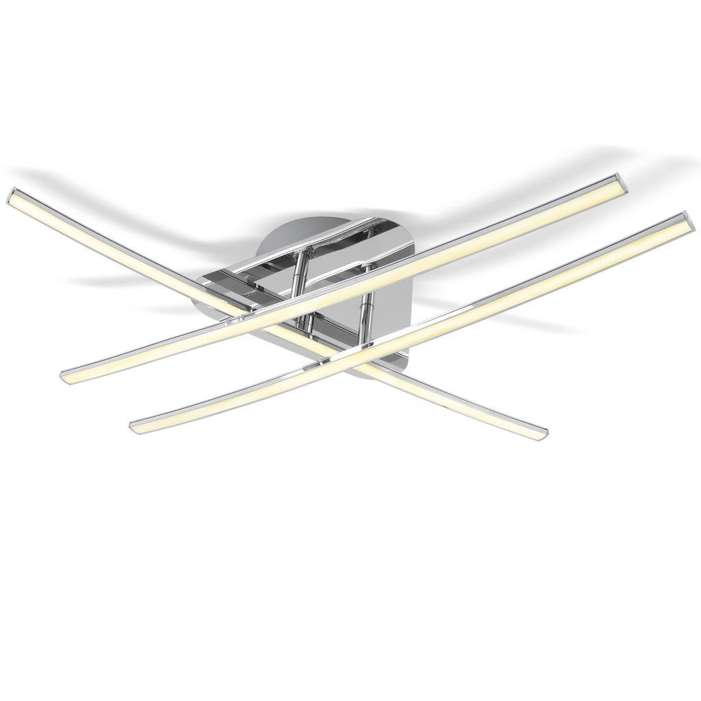 B.K.Licht Deckenleuchte moderne LED Deckenlampe Wohnzimmer 3-flammig 59x10cm chrom - BKL1160, LED fest integriert, 3000K - Warmweiß, Leuchtmittel schwenkbar 24W 2400lm Büro Flur Küche