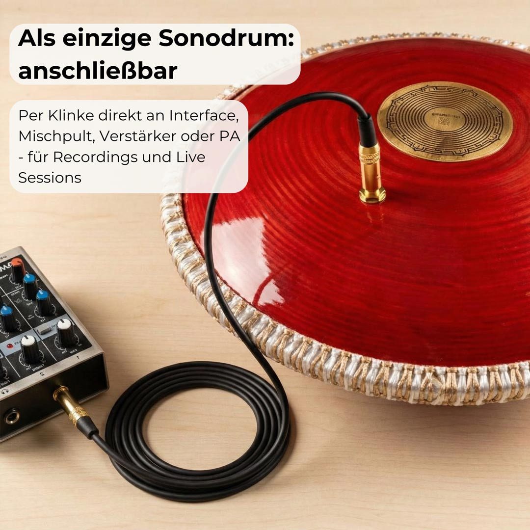 Sonodrum Steel Tongue Drum Zungentrommel "Meditation" mit Pickup & Holzkörper, 15 Töne C-Dur
