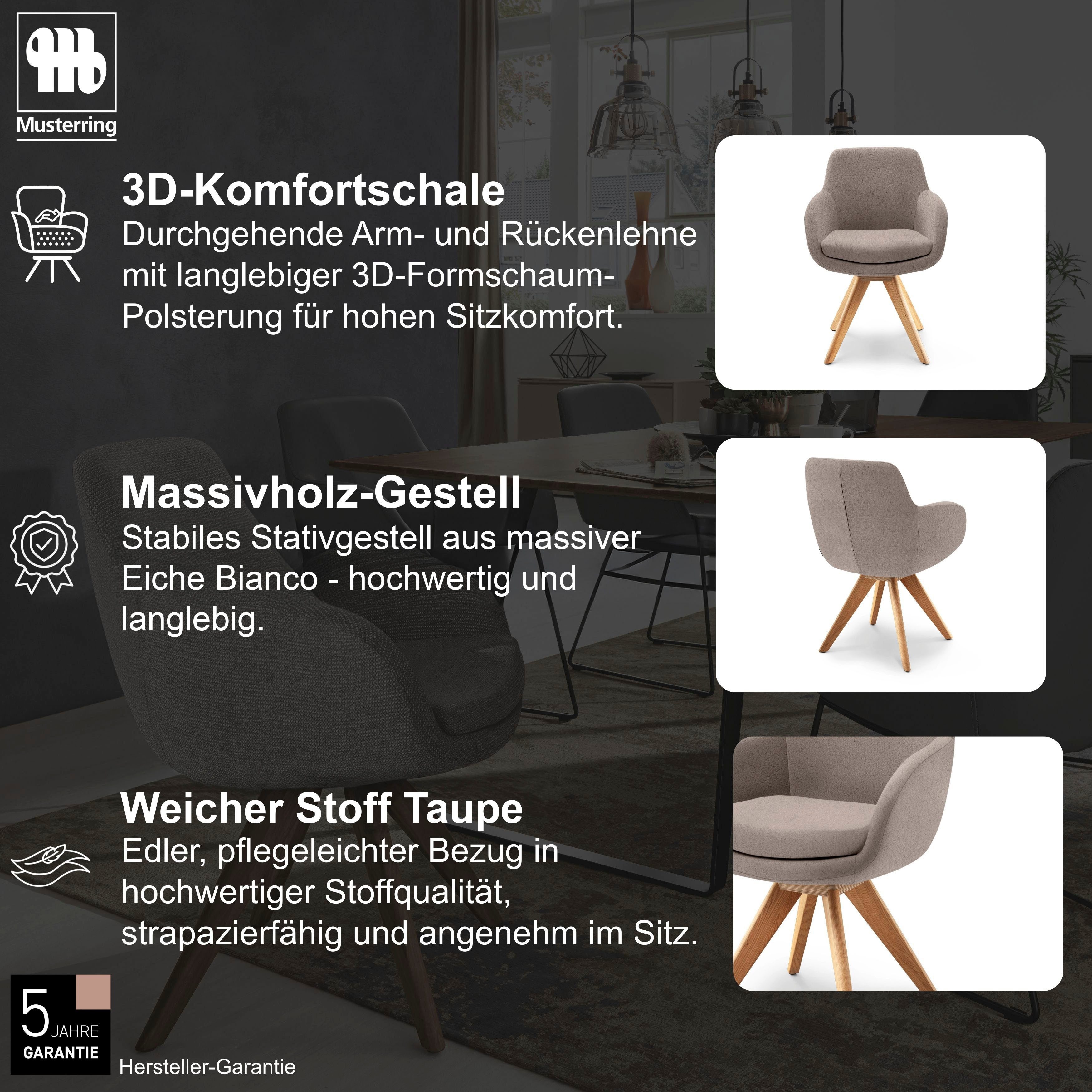 Musterring Esszimmerstuhl Tavia (Set, 2 St), Stativgestell Eiche Bianco, Drehfunktion optional, diverse Farben