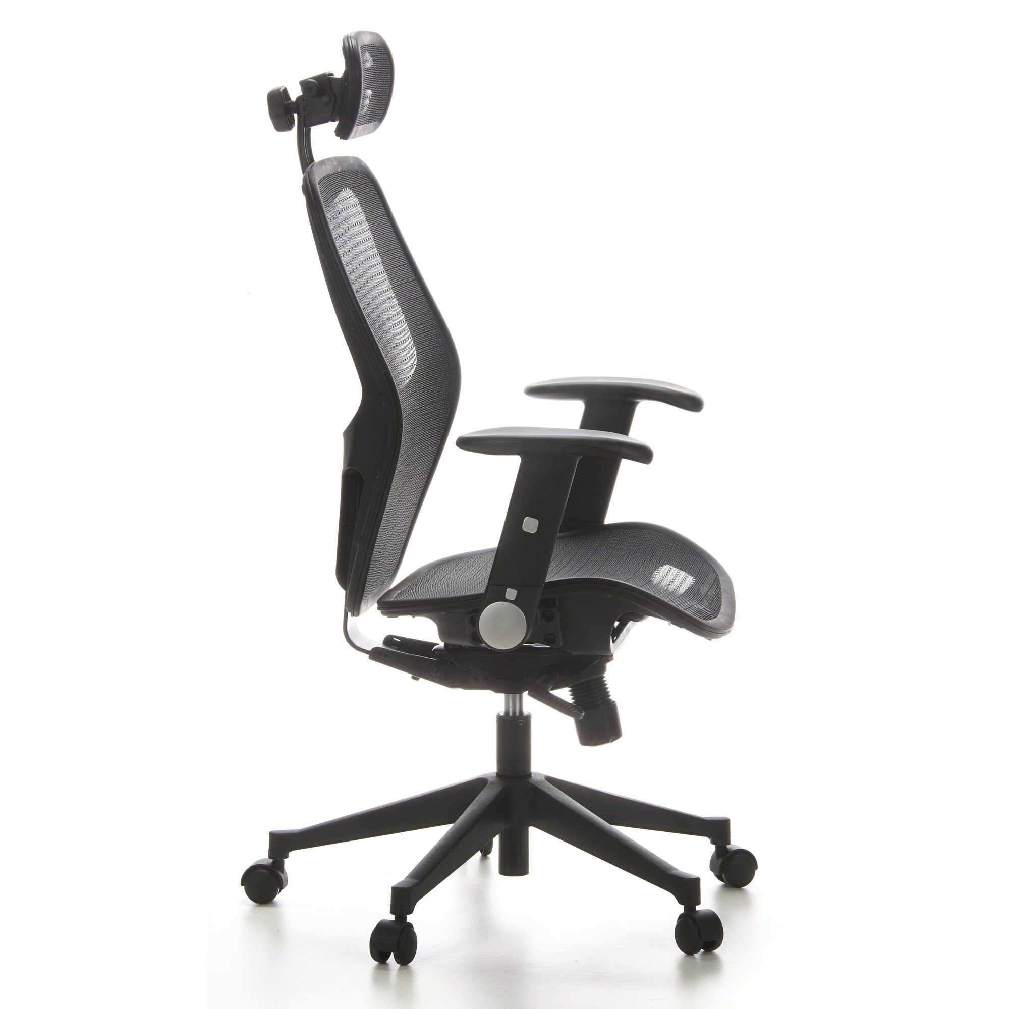 Bürostuhl Schreibtischstuhl Netzstoff OFFICE (1 St), AIR-PORT ergonomisch hjh Drehstuhl Schwarz Profi