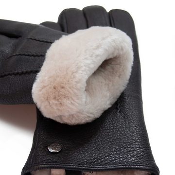 Hand Gewand by Weikert Lederhandschuhe CHUCK-Ziegenleder Handschuhe mit Lammfell Futter-Touchscreenfähig