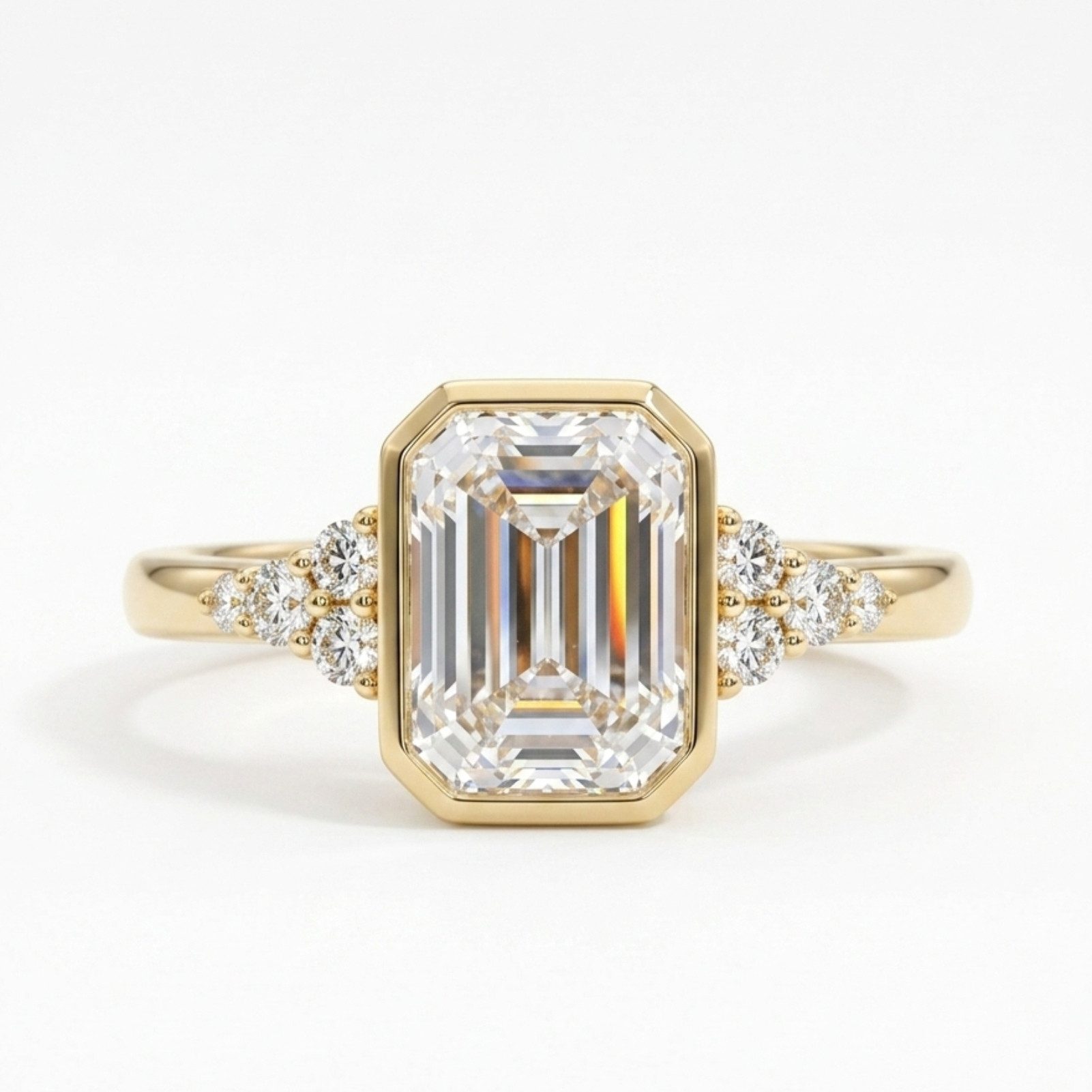 Meeye Diamantring Emerald-Schliff, 2ct D VS1, 585 gold ringe,Ring Damen,Ring mit Gravur, Jubiläumsring,Verlobungsring,Geschenk für Frau,Geburtstag,Valentinstag