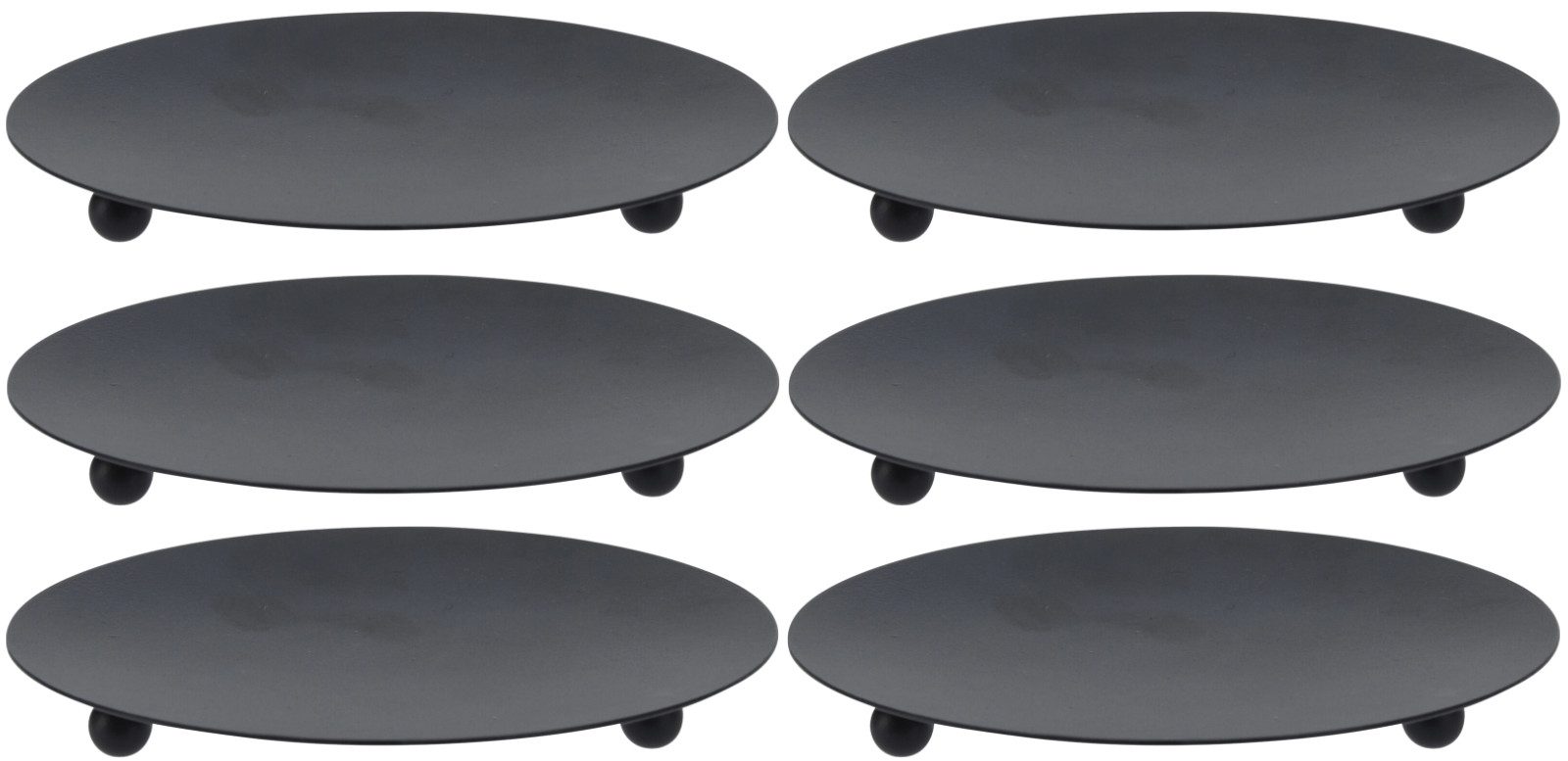 Koopman Kerzenhalter Kerzenständer Kerzenteller Metall Ø 12 cm Schwarz 4/6er Set (2er-Set, 6 St., Packung), 6er Set, Metallteller, Kerzenteller, Kerzenständer, Ø12cm