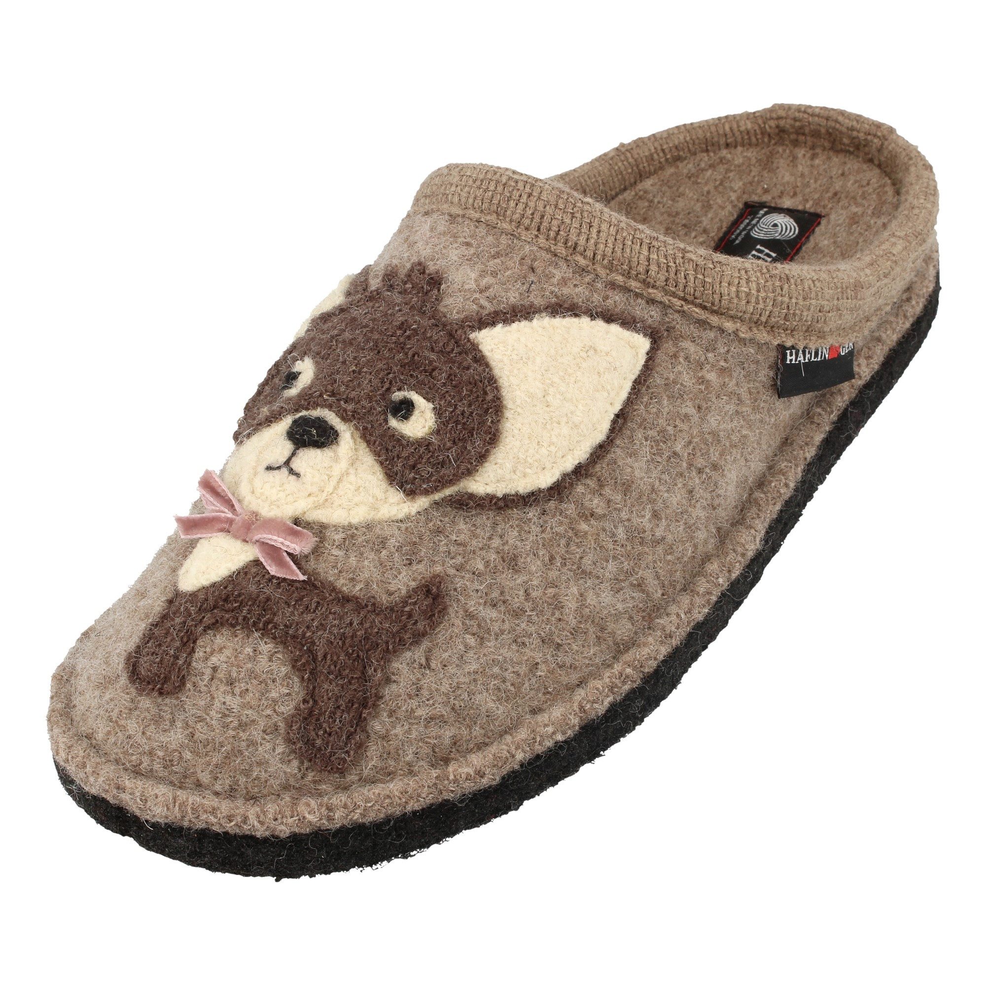 Flair Chihuahua Pantoffeln aus gewalkter Wolle Hundemotiv Unisex Hausschuh