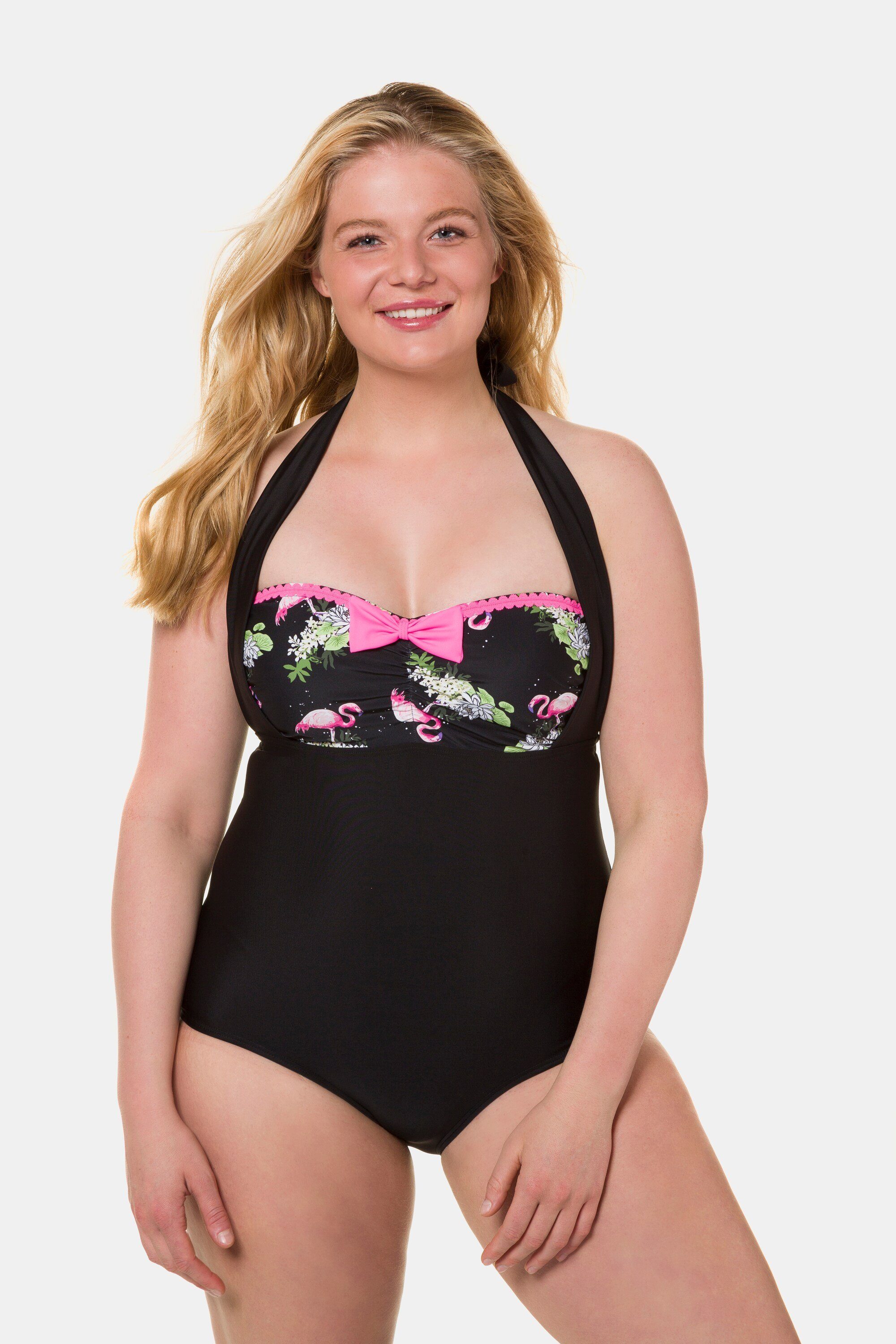 Costume Da Bagno Senza Coppe Con Coralli E Fascia Sotto Il Seno, Verde - 9