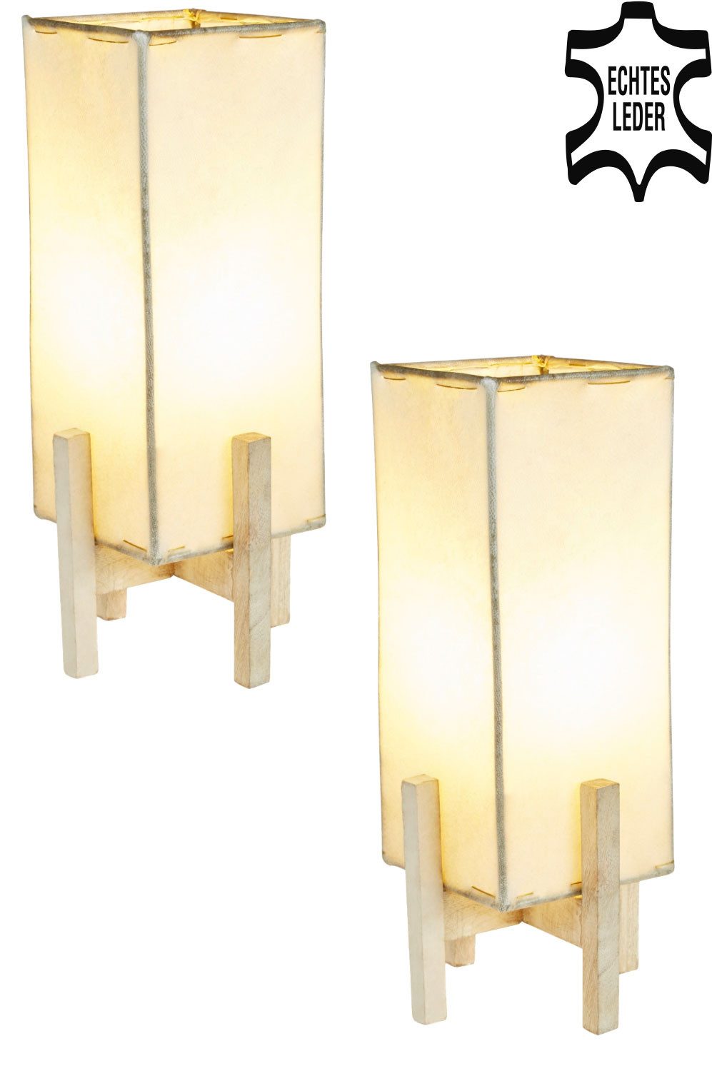 Stehlampe 2er SET Janka Natur mit weissem Gestell