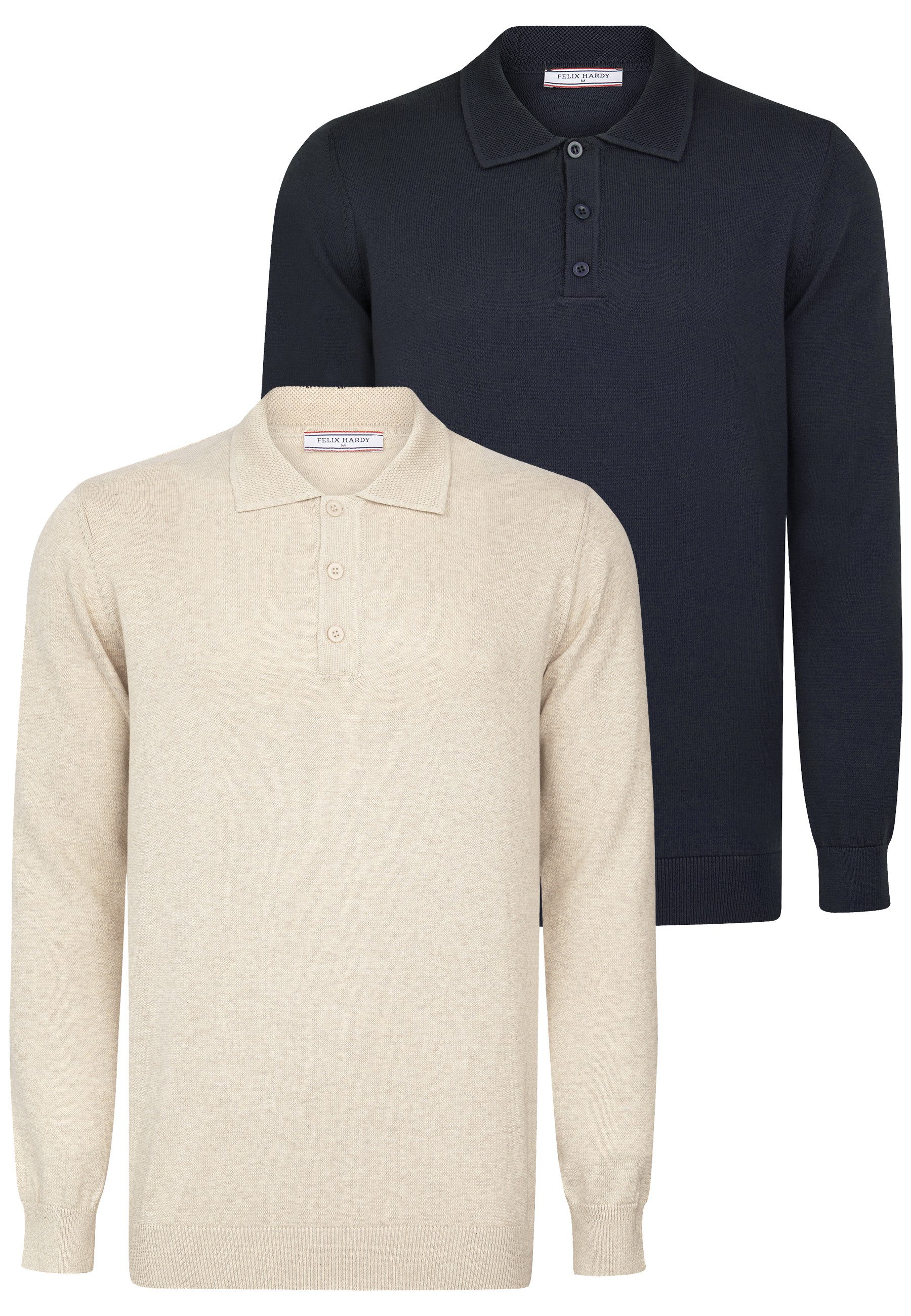 Felix Hardy Polokragenpullover Pullover mit Polo-Kragen 2er-Pack