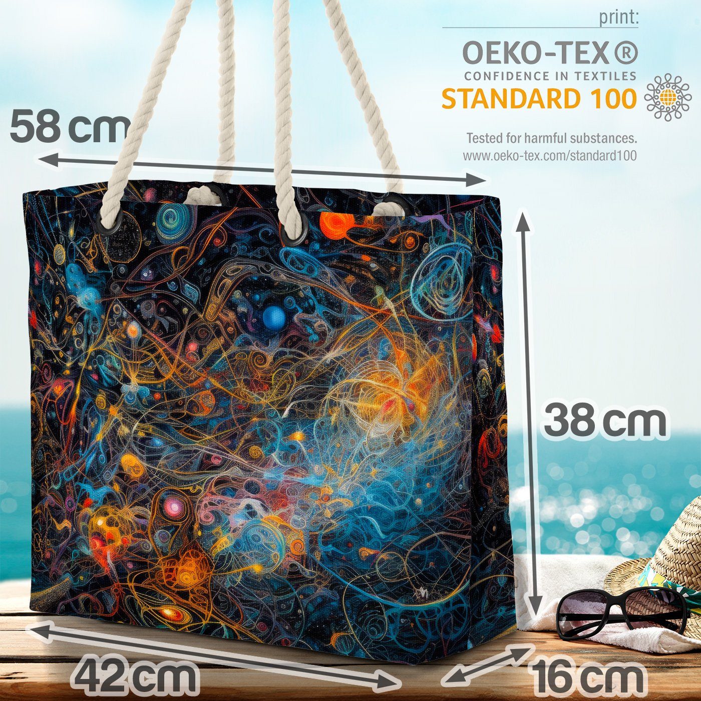 Sterne einzigartig VOID Planeten Weltall irreal Astrologie malen (1-tlg), maler Strandtasche pha