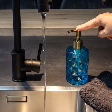 Intirilife Seifenspender, (1-tlg), Handseifenspender aus Glas 310ml Dosierer Seifenachfüllbar mit Pumpe