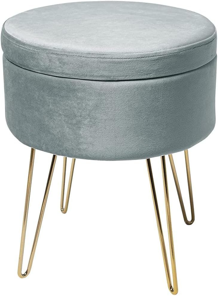 Zedelmaier Stauraumhocker Runder Hocker Samt Metallbeine Sitzhocker Ottoman günstig online kaufen