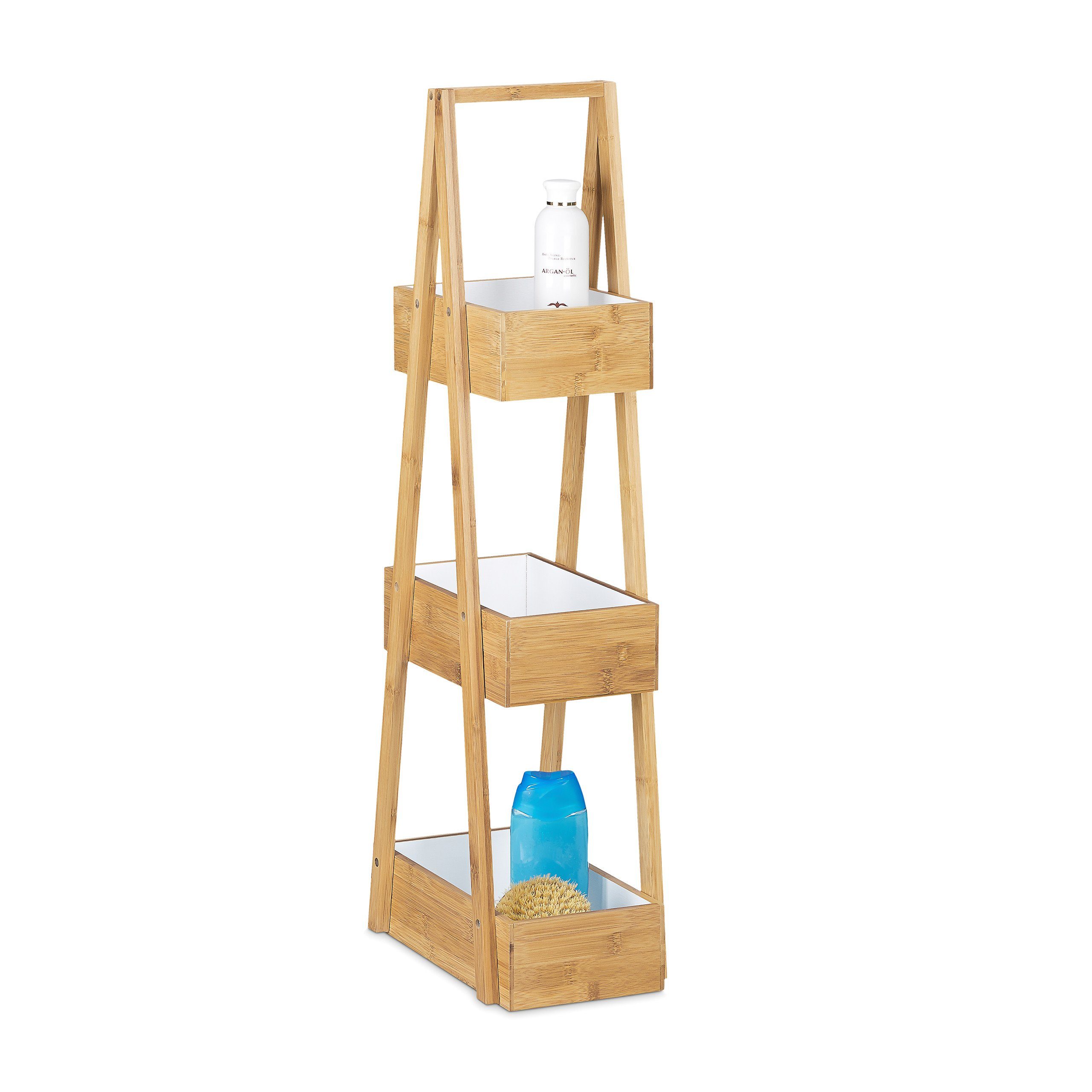 relaxdays Badregal Bambus Badregal mit 3 günstig online kaufen