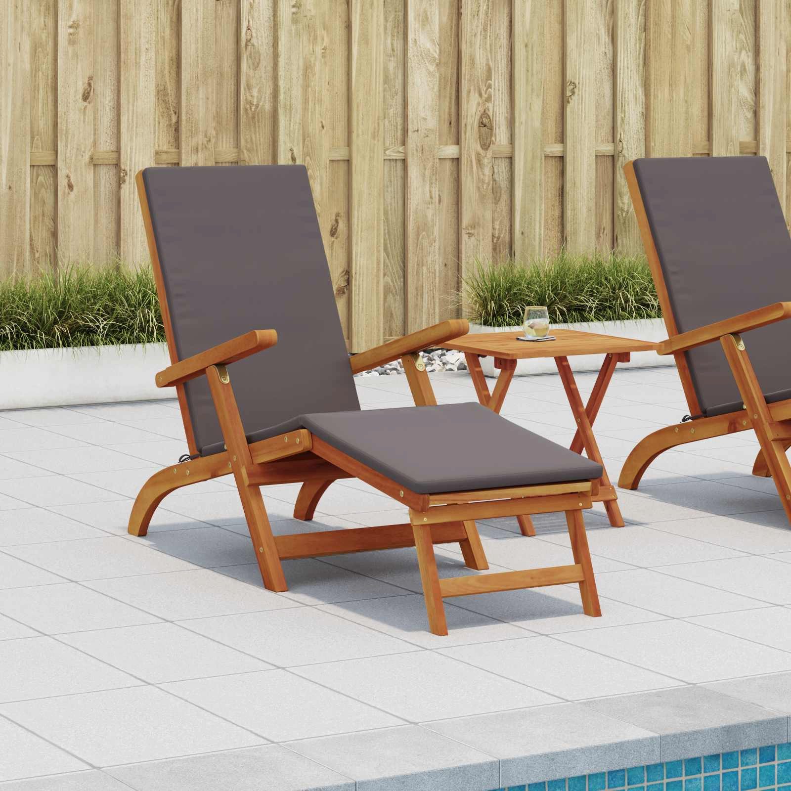 vidaXL Gartenliege Liegestuhl zum Verstellen und Klappen 2 pcs Dunkelgrau, 2 St.