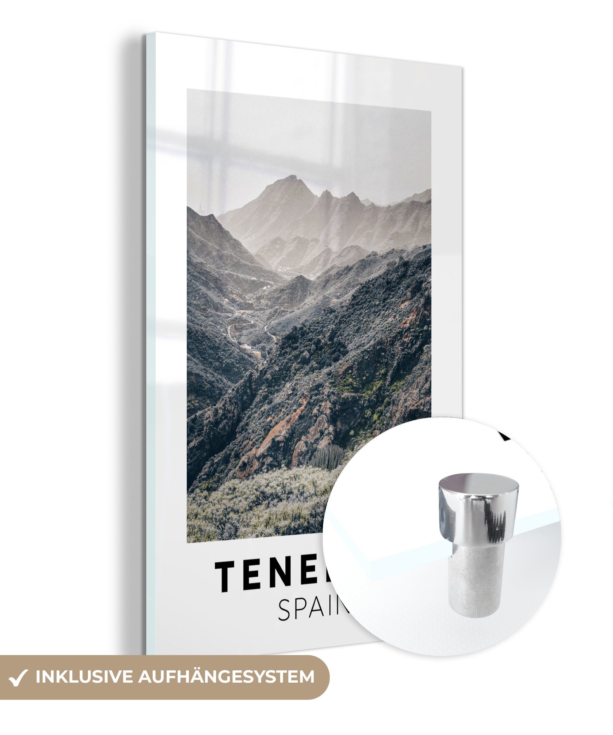 MuchoWow Acrylglasbild Teneriffa - Spanien - Berge, (1 St), Glasbilder - Bilder auf Glas Wandbild - Foto auf Glas - Wanddekoration