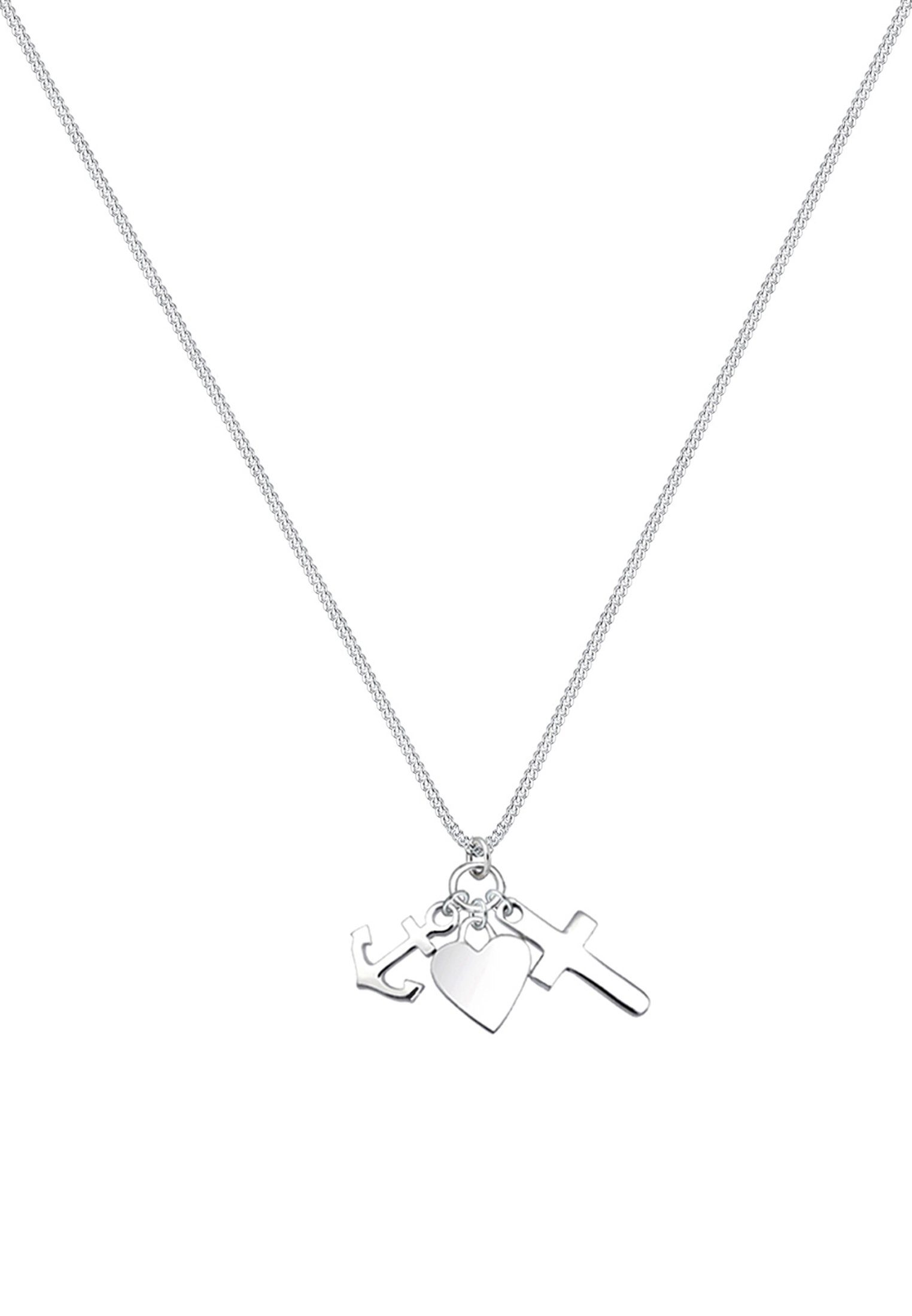 Elli Kette mit Anhänger Herz Anker Kreuz Glaube Liebe Hoffnung 925 Sterling Silber, Anker