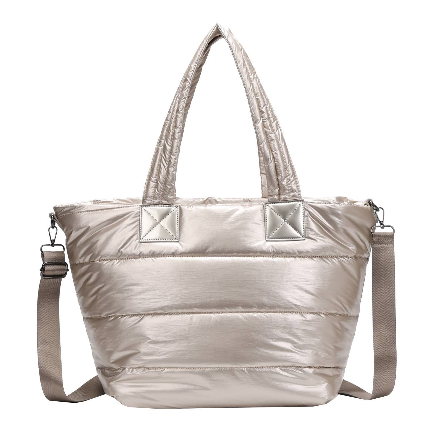 ITALYSHOP24 Schultertasche Damen XXL Tasche Shopper Strandtasche Hobo Bag Nylon Urlaub Handgepäck, als Handtasche, Umhängetasche, Reisetasche, Weekender