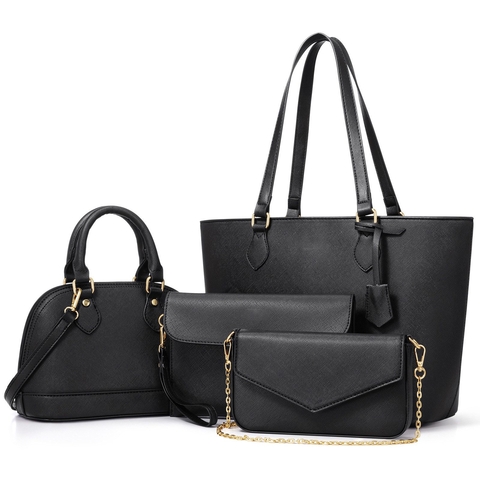 OKWISH Henkeltasche Umhängetasche Handtasche Tragetasche Aktentasche Tasche (Schultertasche Arbeitstasche Messenger-Tasche Top Griff Schultergurt, 4-tlg., Bürotasche, Ledertasche, Unitasche, Freizeittasche), für Frau Frauen Jungen Freizeit Business Schule Büro Reisen usw