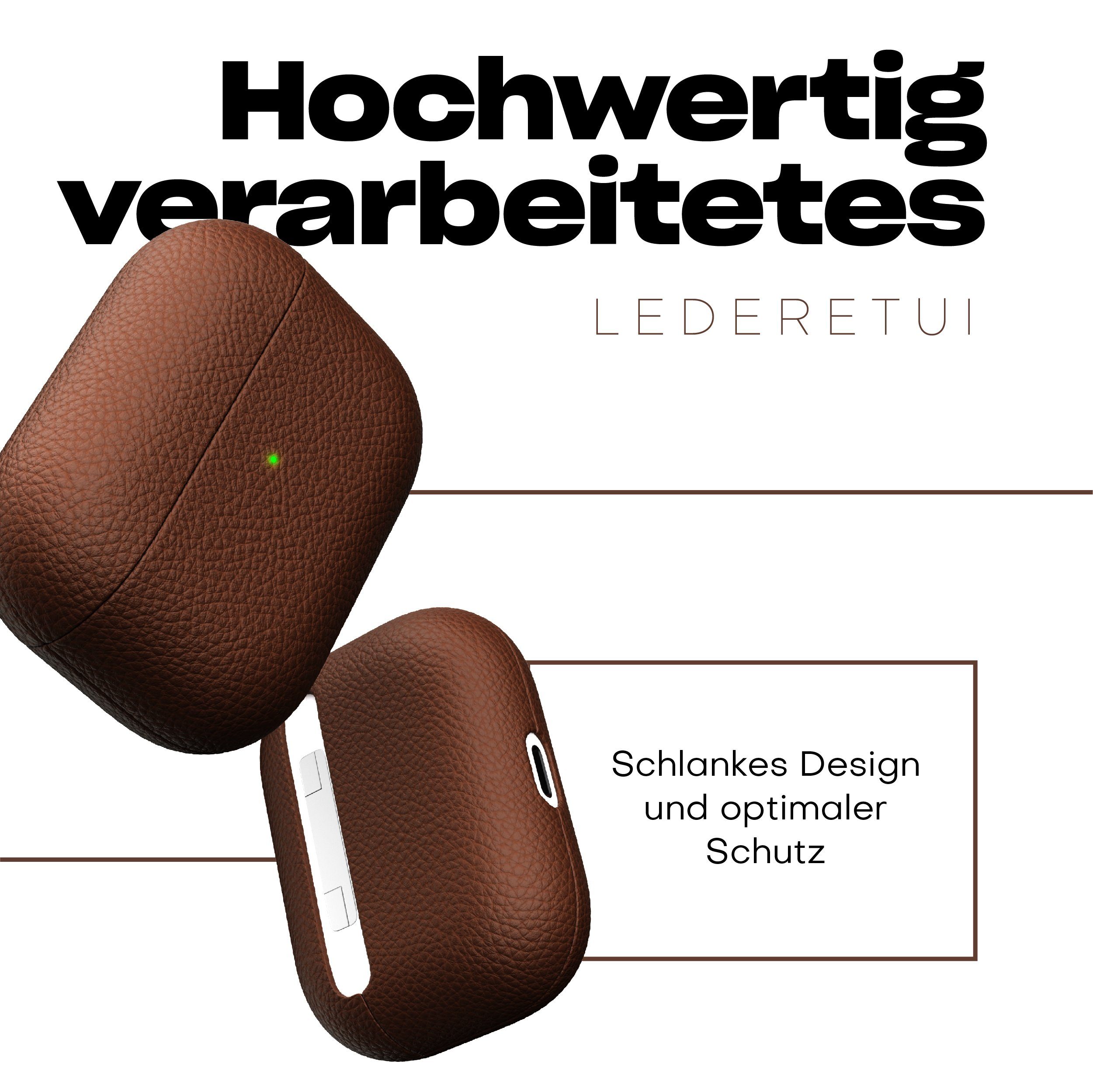 KeyBudz Kopfhörer-Schutzhülle Artisan Leder Schutzhülle für AirPods Pro, Leder, Echtleder aus Italien