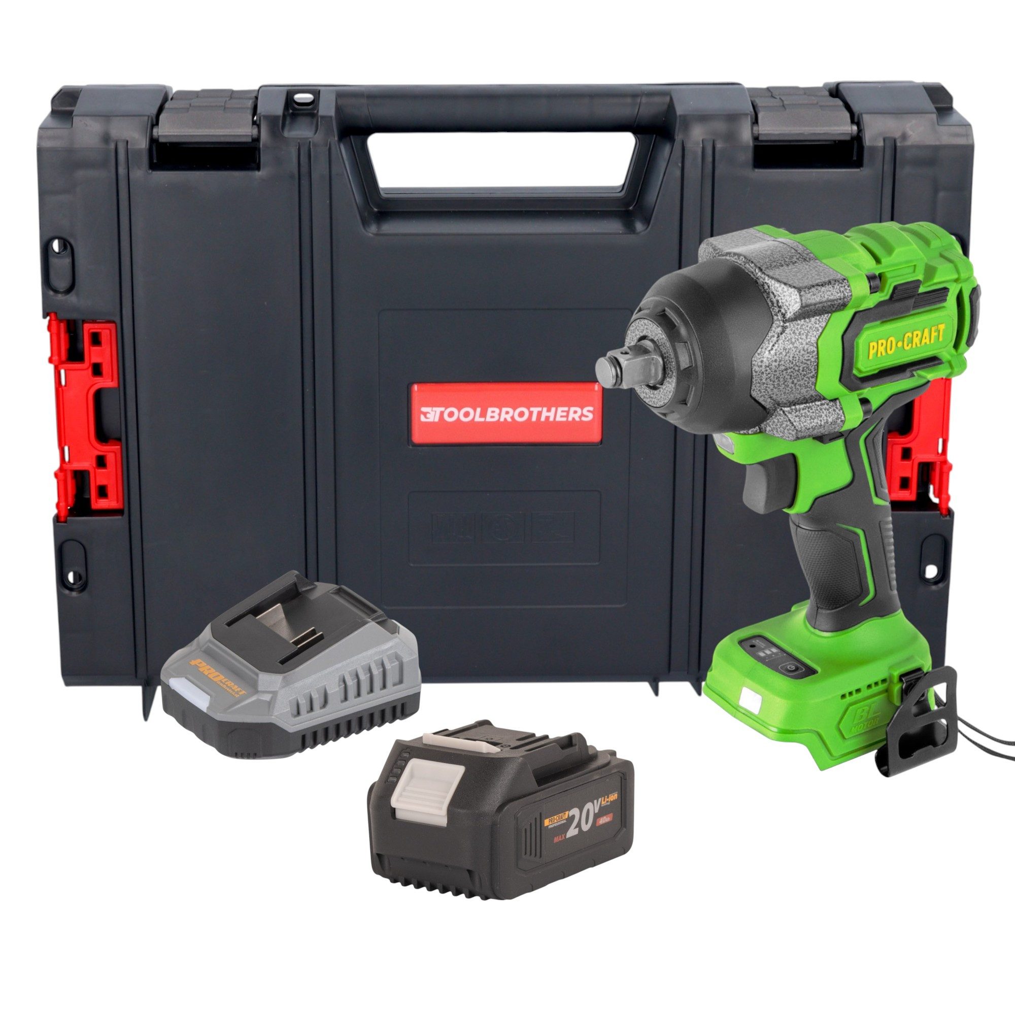 PRO CRAFT Akku-Schlagschrauber PWA36bb 20 V 850 Nm + 1x Akku 4,0 Ah + Ladegerät + RHINO Toolcase