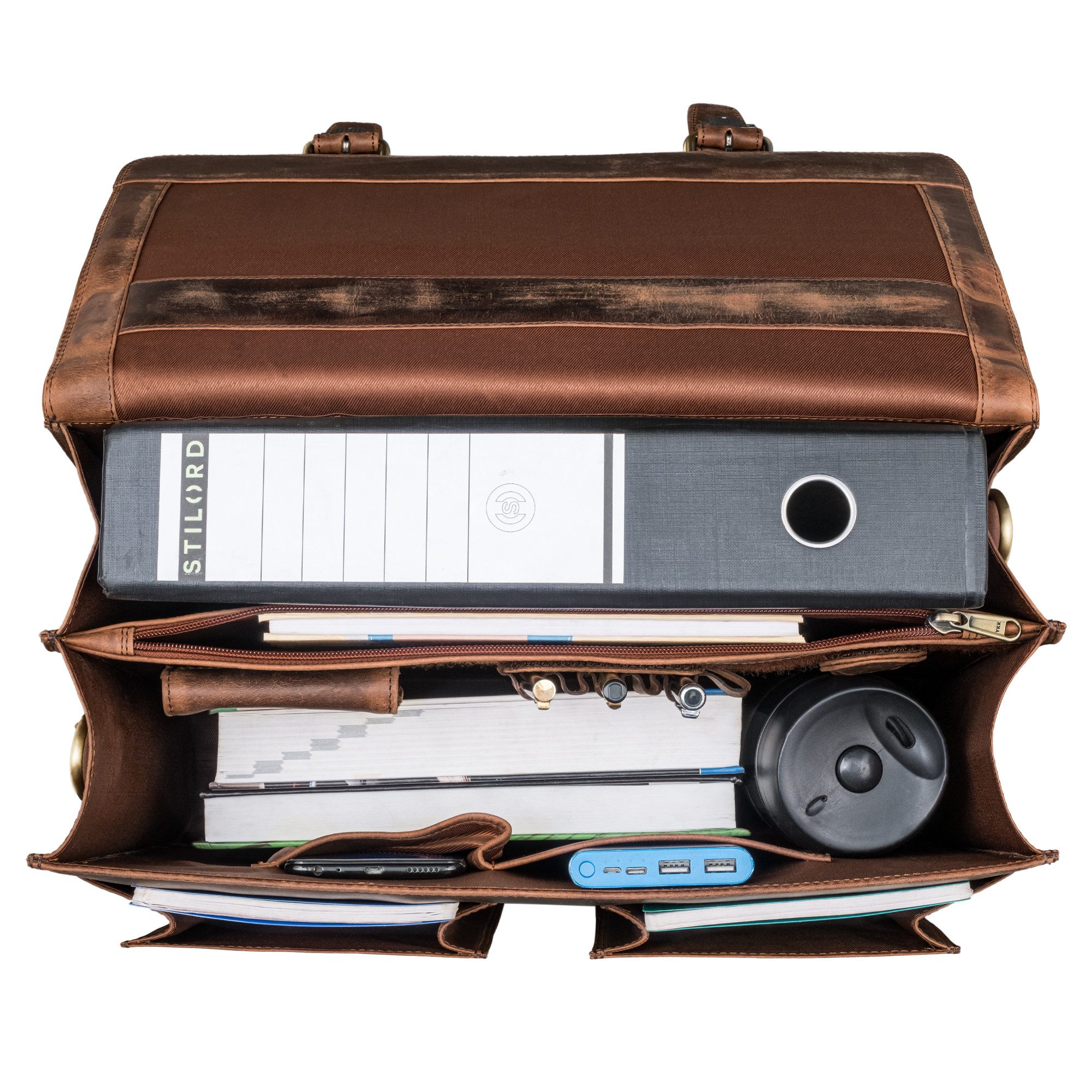 STILORD Aktentasche "Jeffrey" Lehrertasche Aktentasche Leder