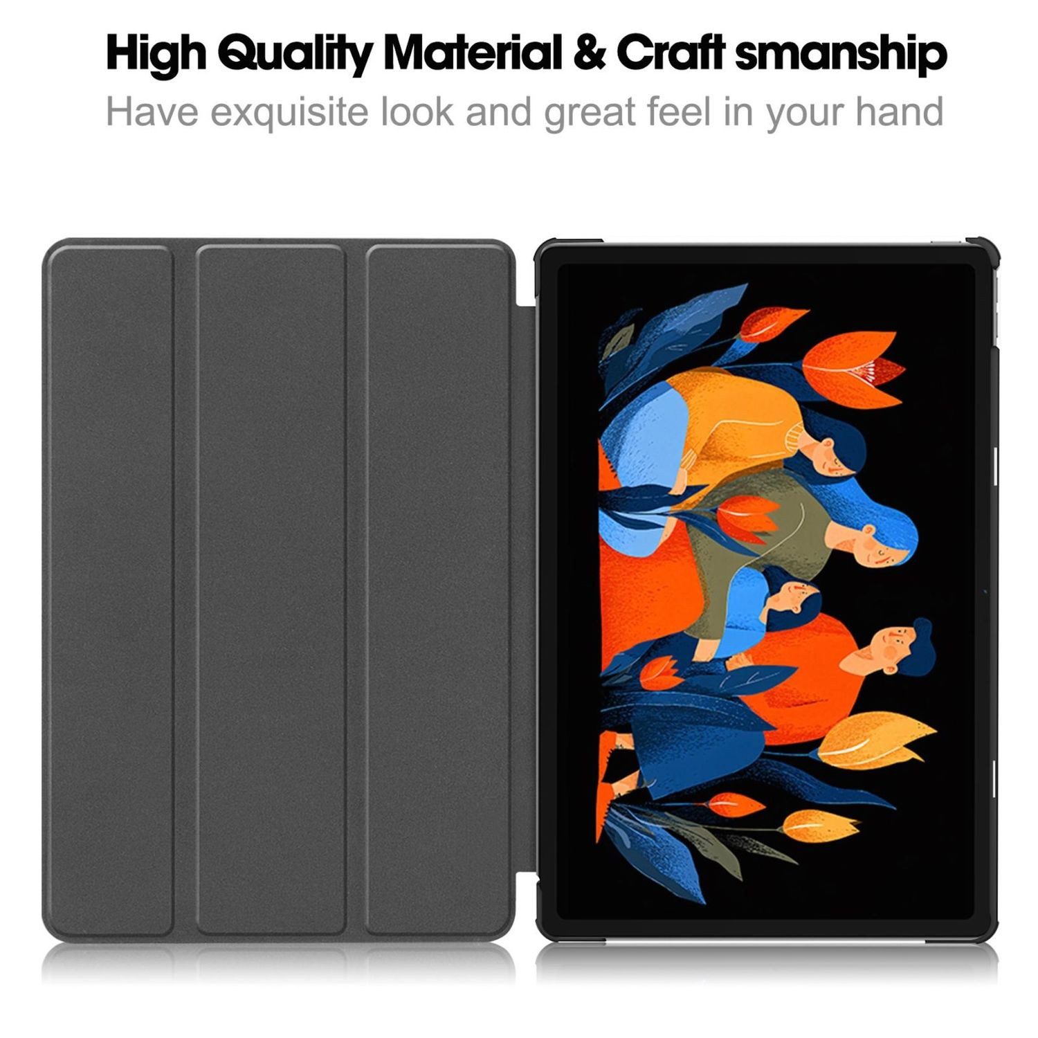 Wigento Tablet-Hülle Für Lenovo Idea Tab Plus 12.1 Zoll 3folt Wake UP Smart Tasche Schwarz, 3-Fach Halterung, Kratzfest, Leicht – Bild 3 von 5