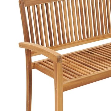 vidaXL Gartenbank Stapelbare Gartenbank mit Auflage 128,5 cm Massivholz Teak (1-St)