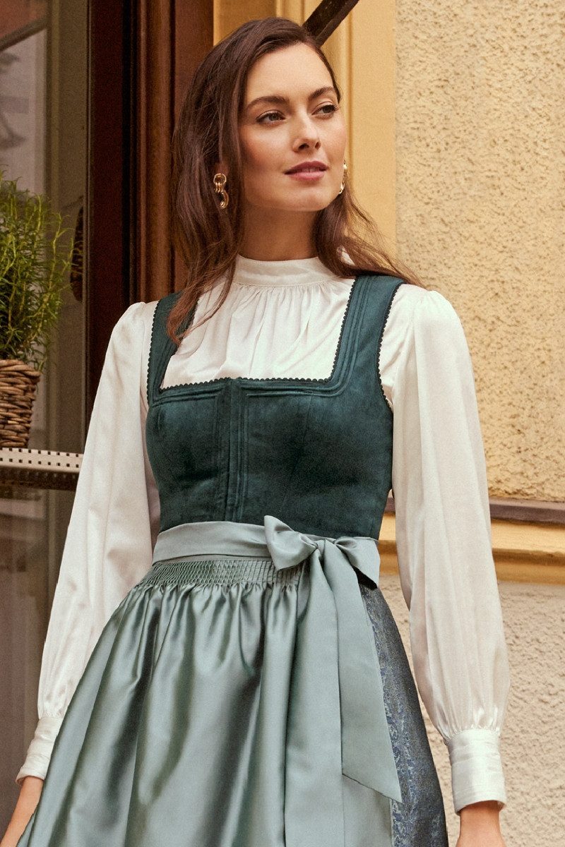 Spieth & Wensky Dirndl Samt Dirndl 2tlg. - FABRIZIA - dunkelgrün günstig online kaufen