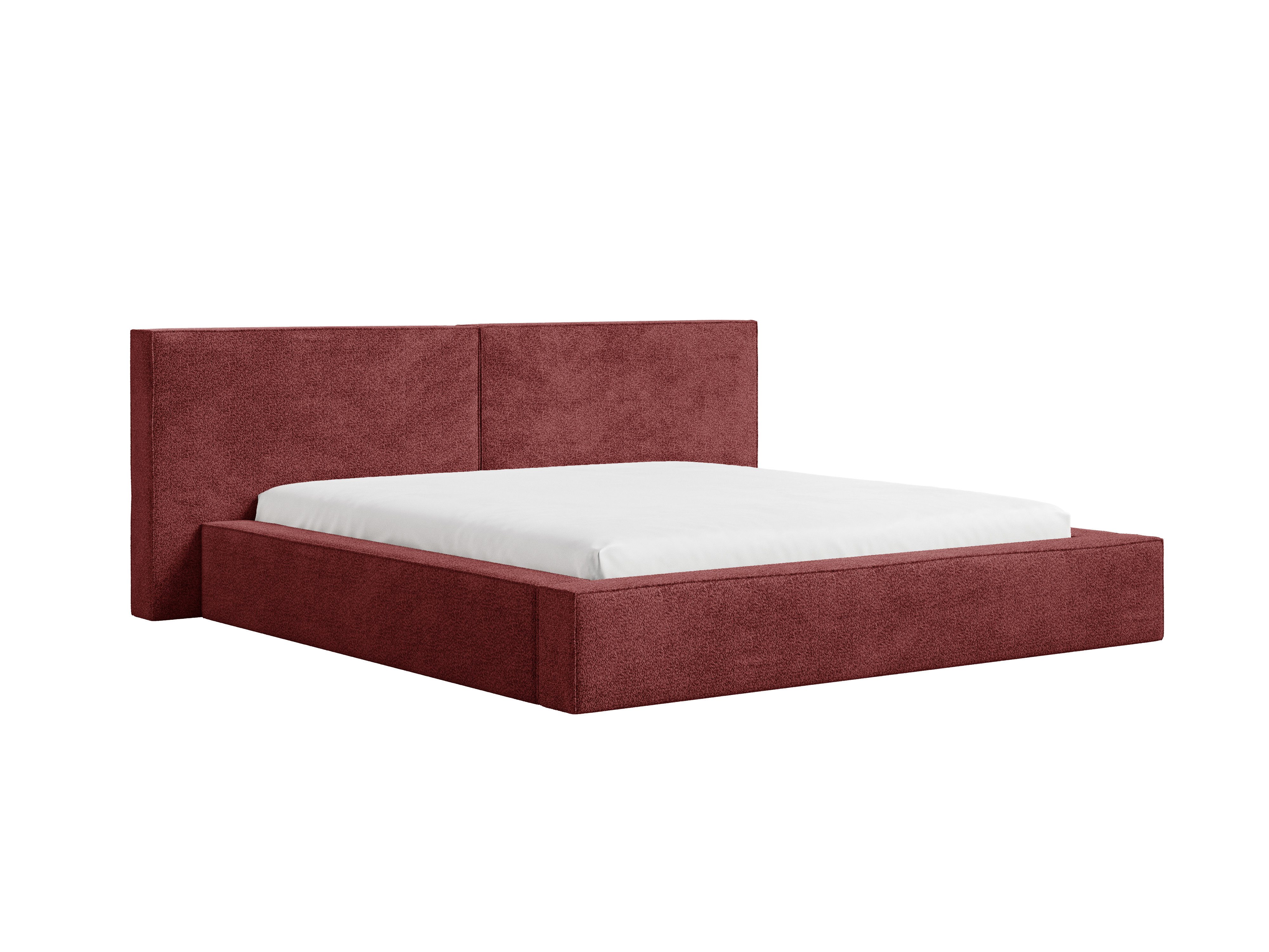 MOEBLO Polsterbett aus Bouclé Bett 06 (Bezug: Boucle, Doppelbett mit Kopfstütze, Rahmenbettgestell, mit Bettkasten und Lattenrost), gepolstertes Kopfteil