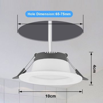 LETGOSPT LED Einbauleuchte 10x LED Einbaustrahler, 5W LED Platinen, Einbau-Spots Bad ultra-flach, Neutralweiß, 230V Flach, Einbauspot 68-80mm, Deckenspots 35mm, für Küche Büro