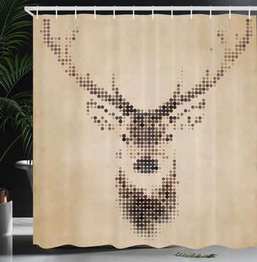 Abakuhaus Duschvorhang Moderner Digitaldruck mit 12 Haken auf Stoff Wasser Resistent Breite 175 cm, Höhe 180 cm, Retro Deer Portrait mit Punkten