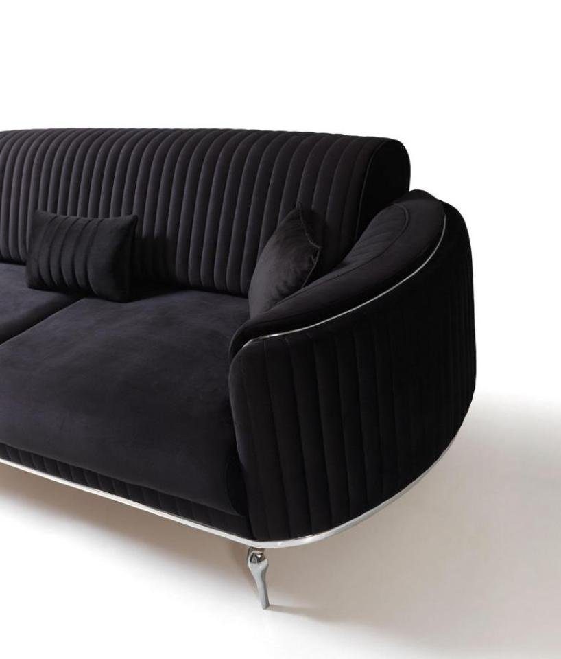 + Sitzer Sofagarnitur Sitzer Schwarz, 3 Wohnzimmer-Set Wohnzimmer Europe (Nur 3+1 JVmoebel Made Sofa Modern Modern in Sessel),