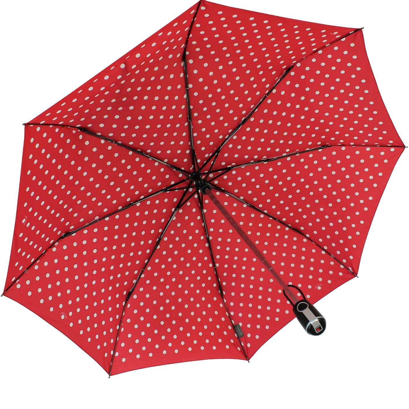mit Dots, Auf-Zu-Automatik rot-weiß Taschenregenschirm Begleiter Duomatic Large der Polka - große, stabile Knirps®