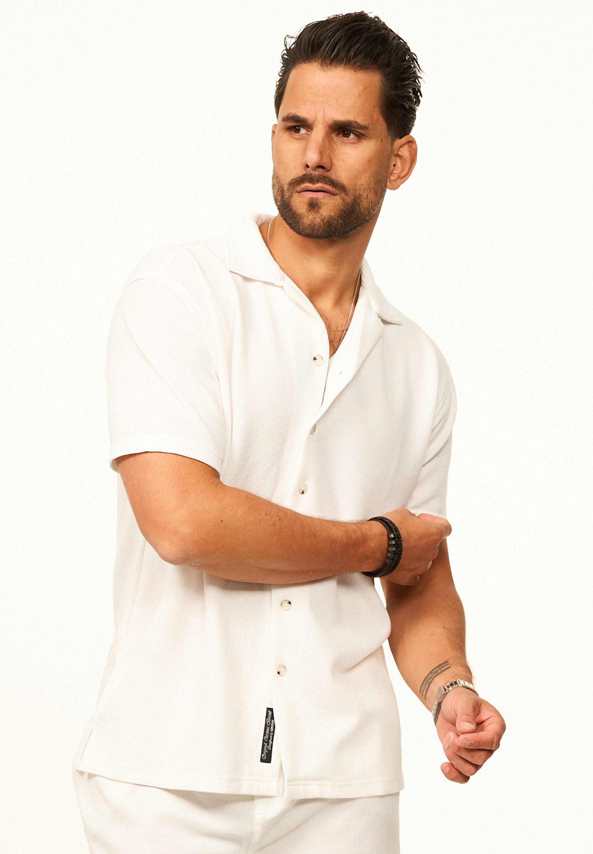 CARISMA Kurzarmhemd Poloshirt mit Struktur als lockeres Sommerhemd Polo T-Shirt Herren Herren Polohemd T-Shirt im Regular-Fit - Strandhemd