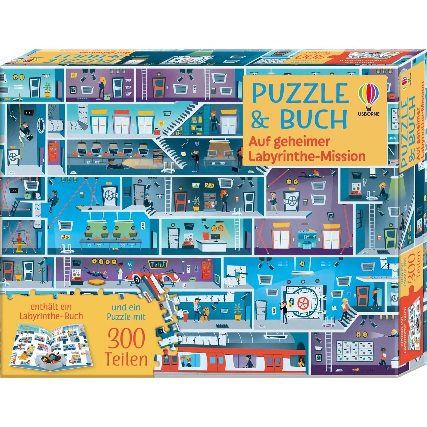 Usborne Verlag Puzzle Puzzle & Buch: Auf geheimer Labyrinthe-Mission, 300 Puzzleteile