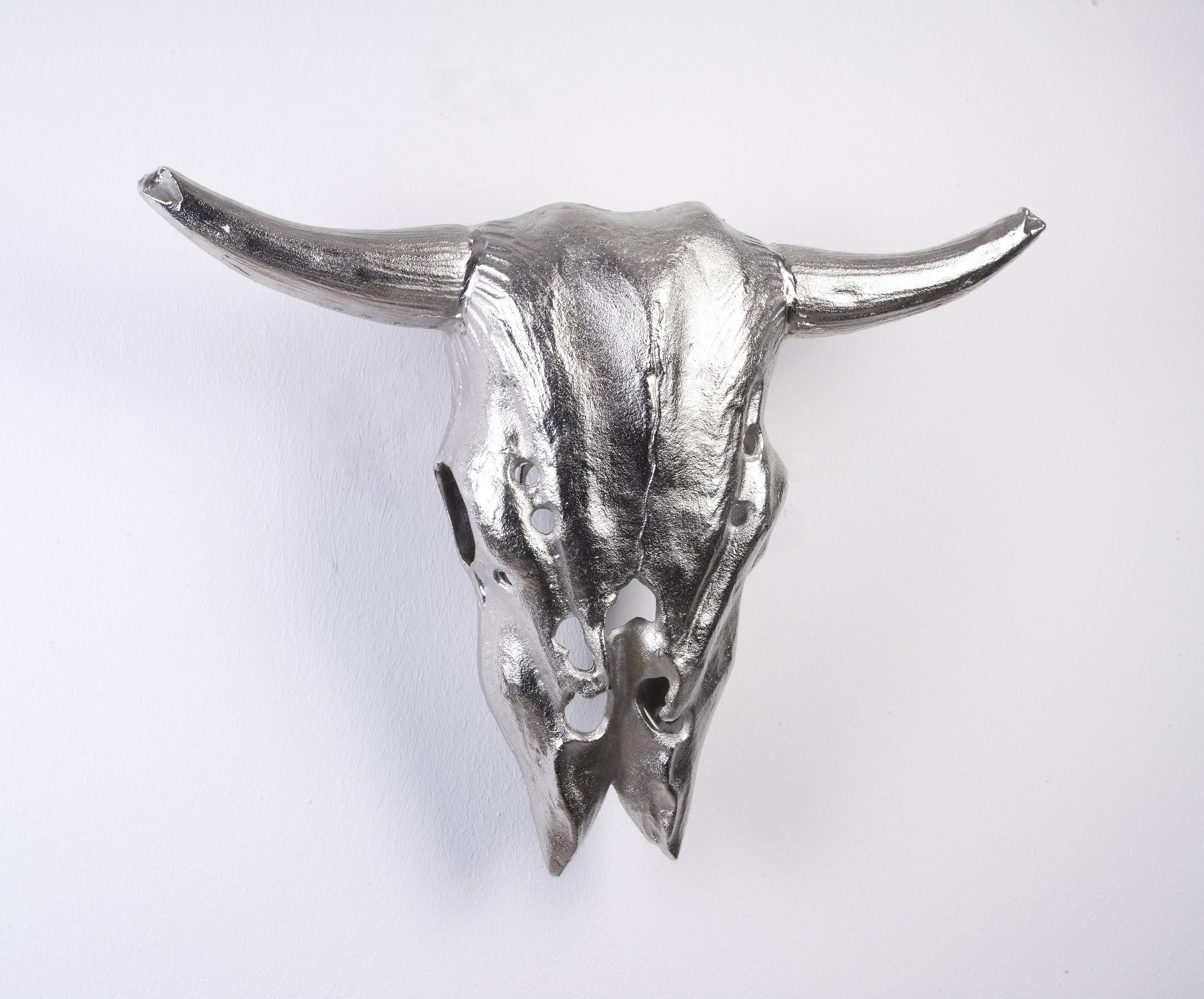 ARTRA Dekogeweih Deko Schädel Skull XL 57 cm Stierkopf Matall silber Hörner Geweih (1 St)