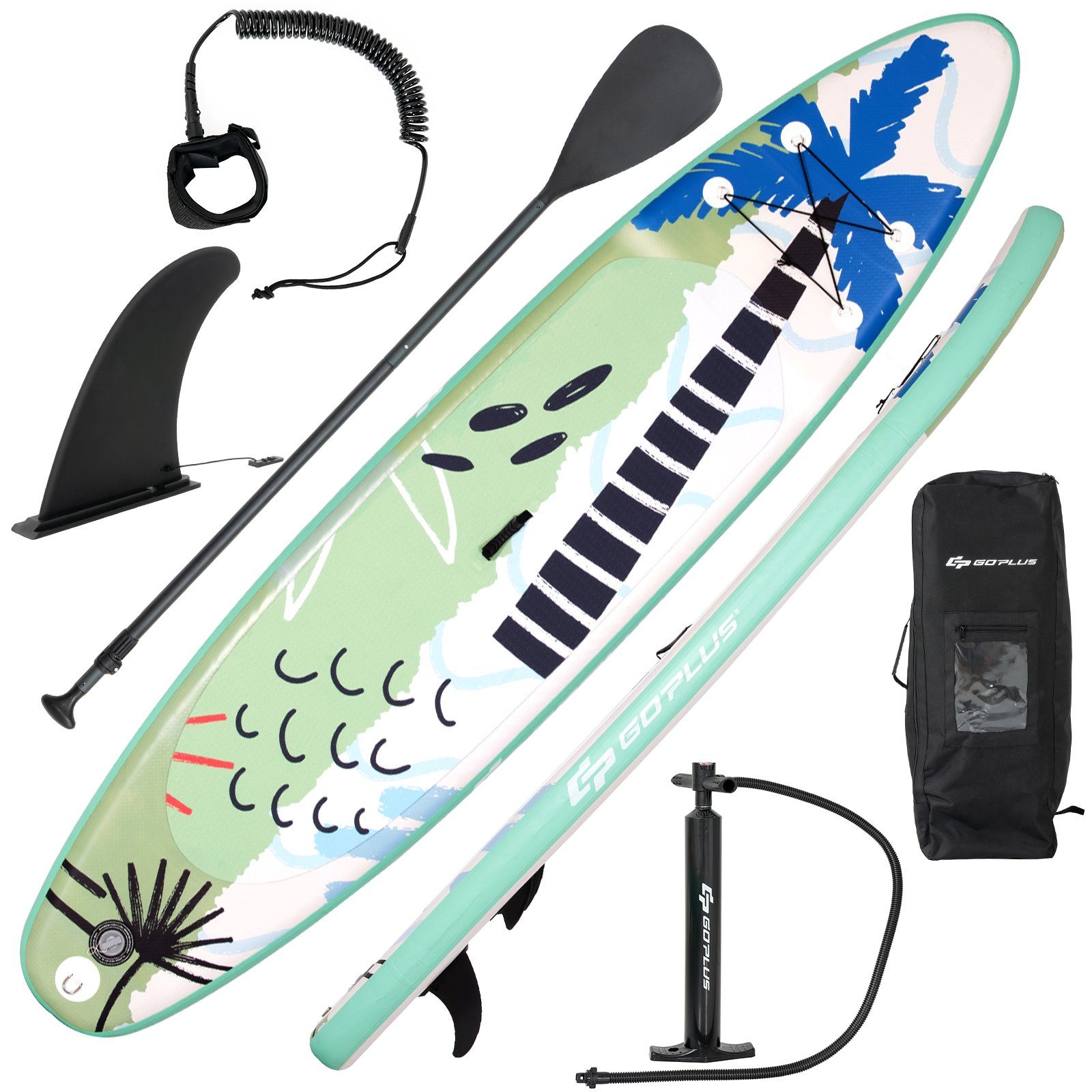 Pumpe Board, Stand Paddling mit Up COSTWAY Paddel SUP-Board &