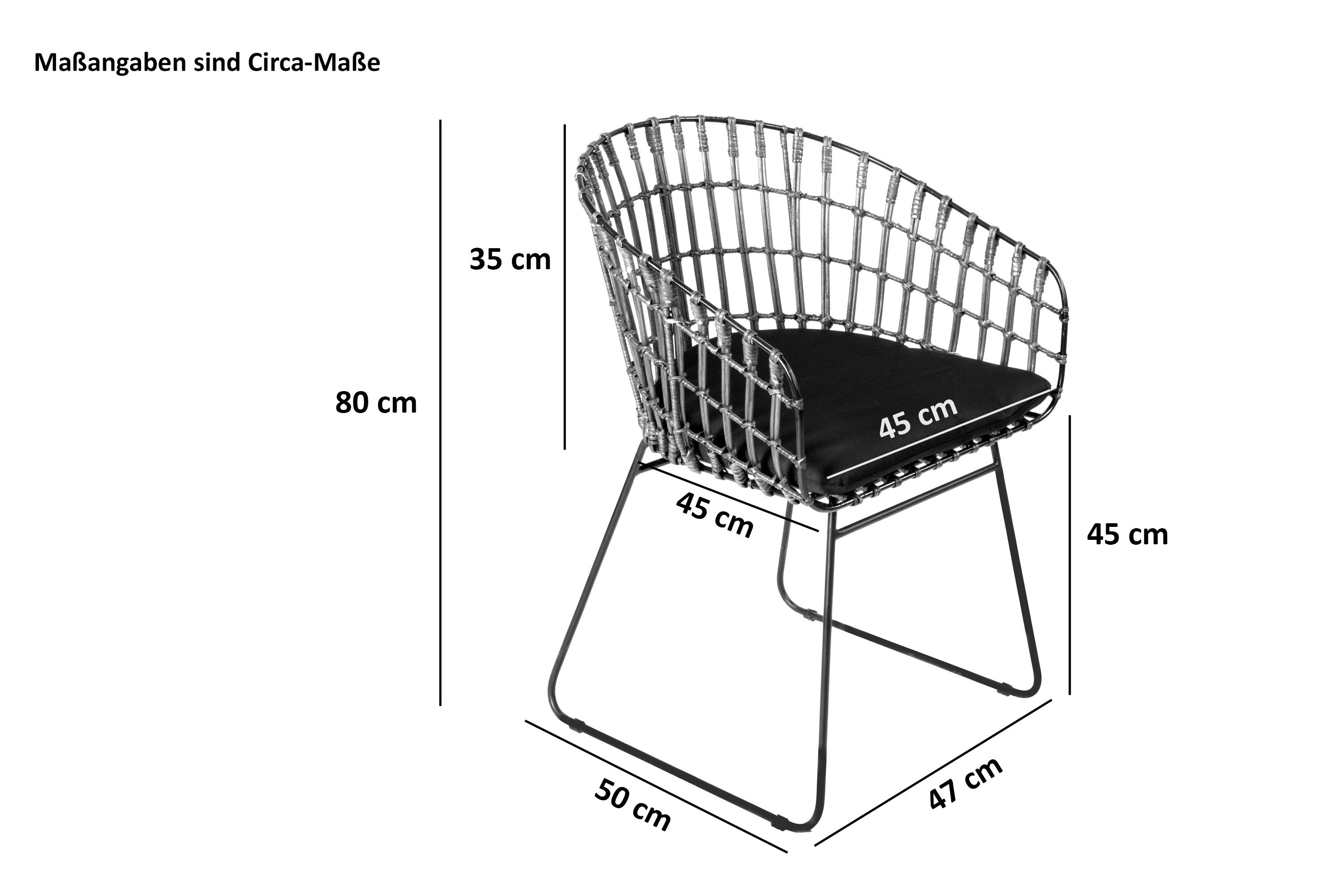 Puno, Design, Metallgestell geflochtenes SAM® anthrazit Rattanstuhl, Esszimmerstuhl Trendiger