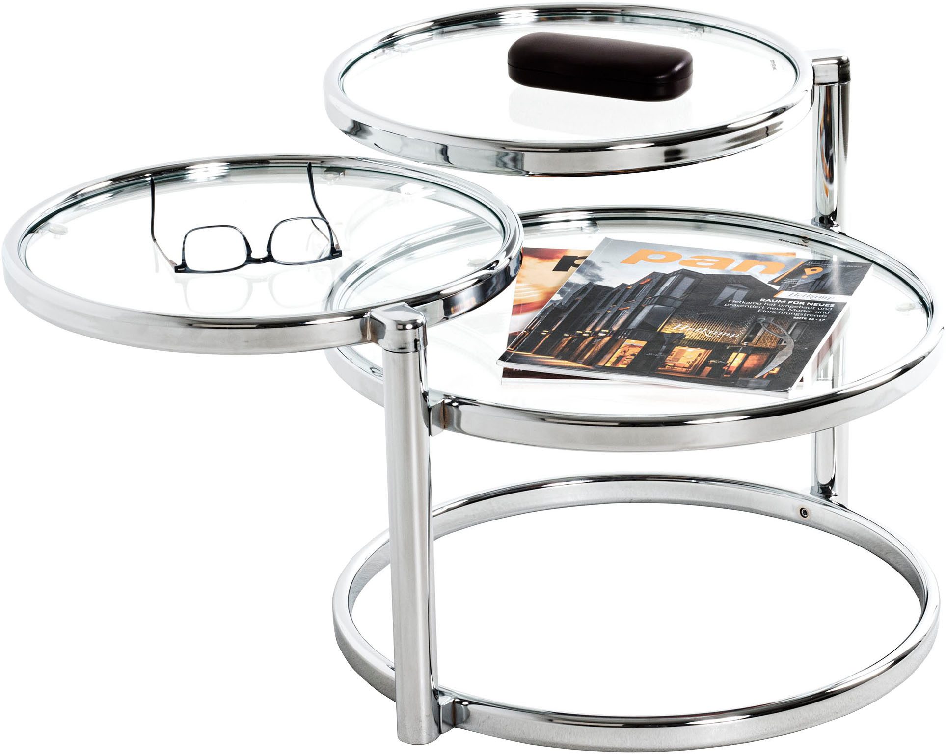 HAKU Couchtisch Sofatisch, Wohnzimmertisch (1-St), rund - aus Metall Silber - Ø/H / cm