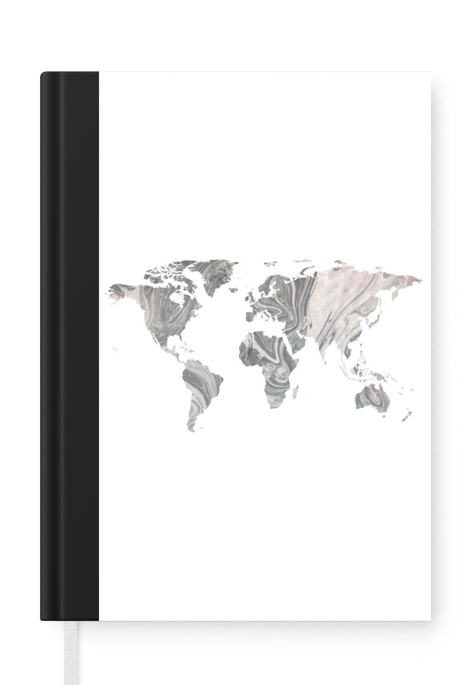 MuchoWow Notizbuch Karte - Welt - Farbe - Marmor, Journal, Merkzettel, Tagebuch, Notizheft, A5, 98 Seiten, Haushaltsbuch