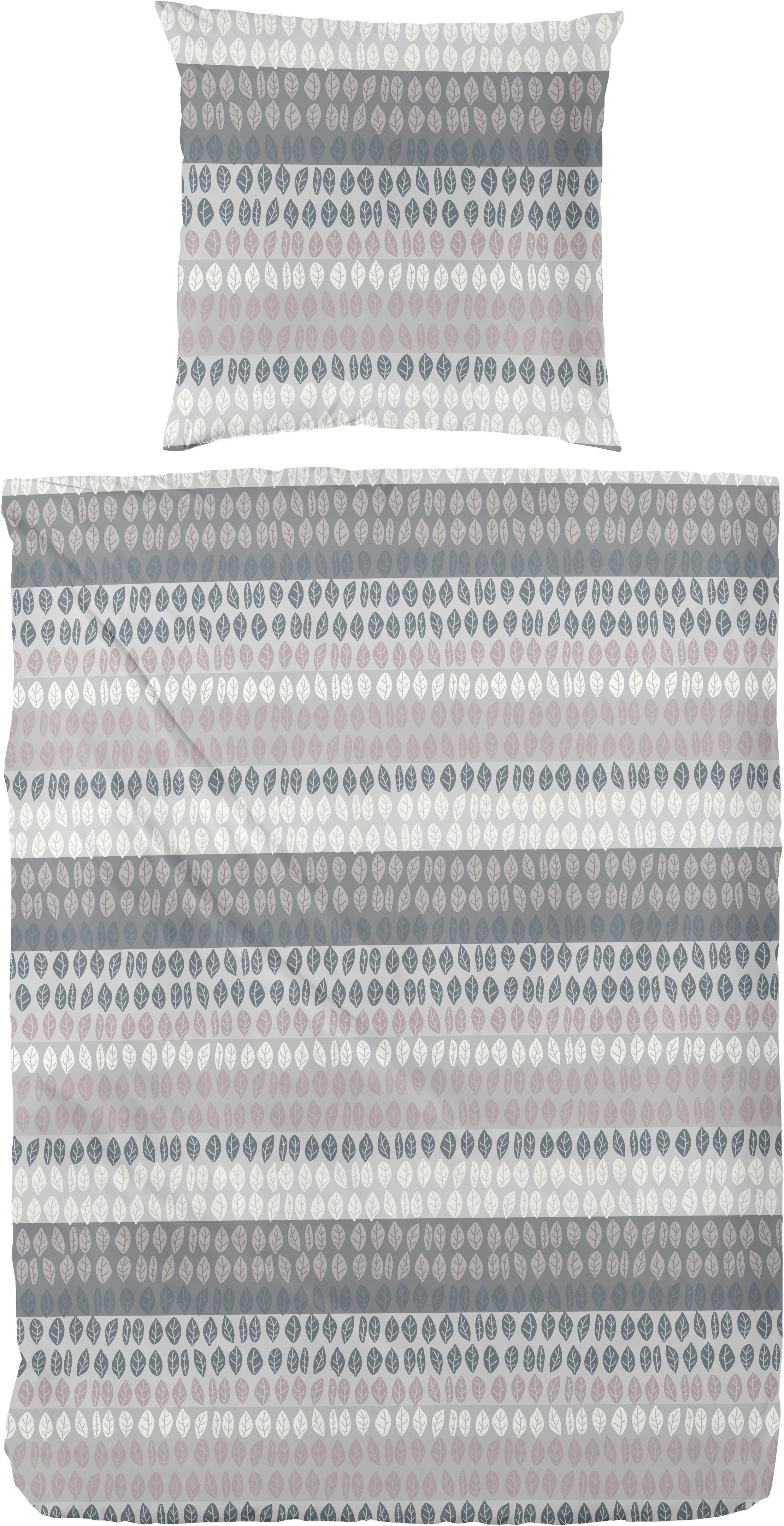 Primera Bettwäsche Leafstripe, Biber, 2 teilig, 100 % Baumwolle Standard 100 nach Öko-Tex