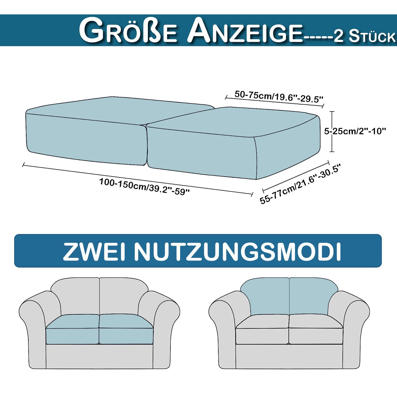 Sofahusse Samt, Stretch, elastischer Sofa, für mit Rosnek Blau Unterseite