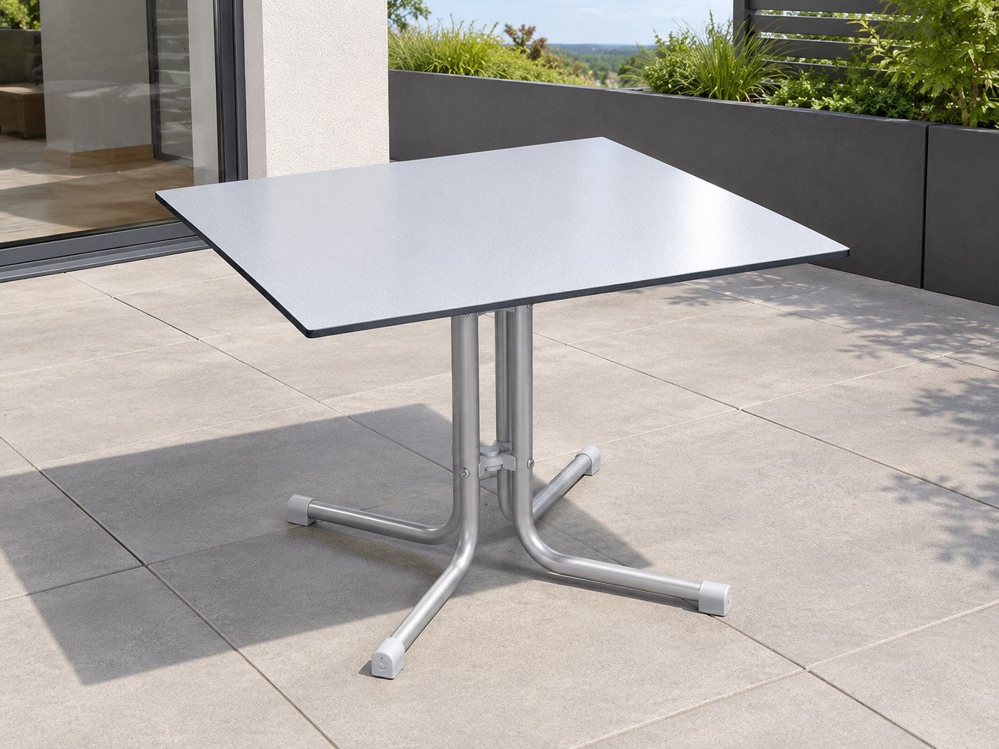 Gardissimo Gartentisch CPL 80 x 80 cm Klapptisch brushed silver / silber wetterfest klappbar (Spar-Set, 1-St., 1 Tisch), Made in Germany