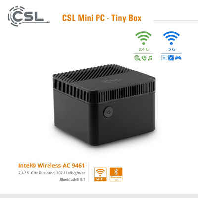 CSL Tiny Box Mini-PC (Intel® Celeron N4120, Intel® HD Graphics 600, 4 GB RAM, 1000 GB SSD, passiver CPU-Kühler, 2m HDMI Kabel)