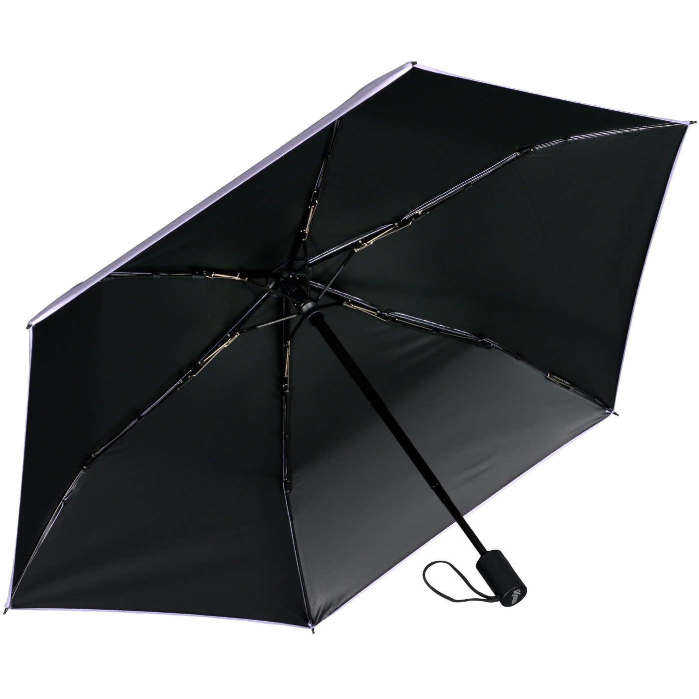 iX-brella Taschenregenschirm Sonnen-Regenschirm mit UPF 50+, UV-Hitze-Schutz, für Damen, mit Auf-Zu-Automatik, innen schwarz