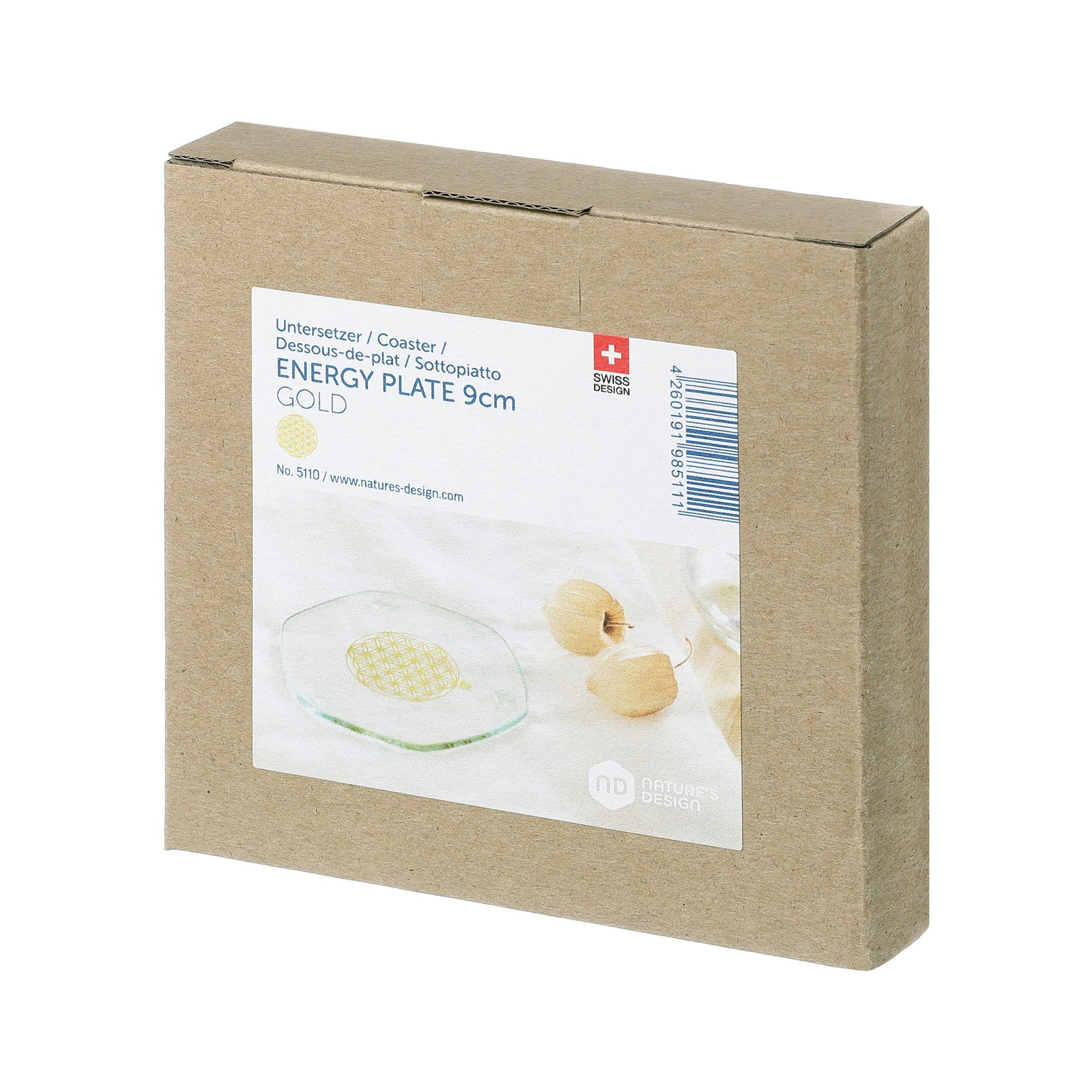 Natures-Design Getränkeuntersetzer Energy Plate gold 9 cm