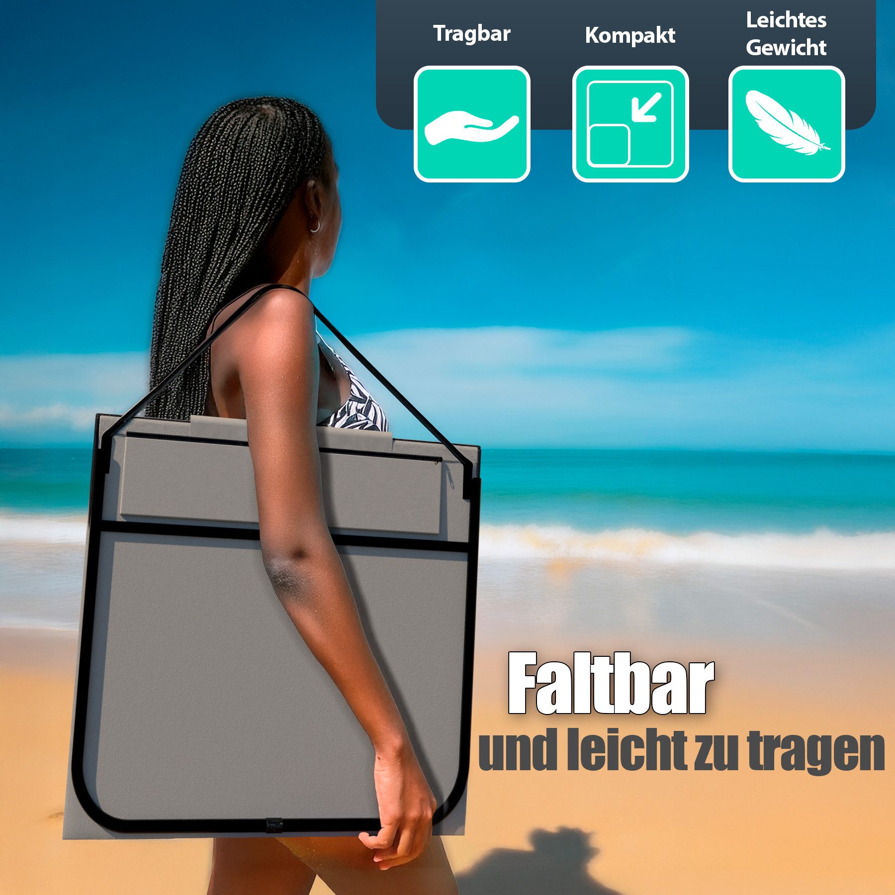 BigDean Gartenliege Strandmatte 2er Set gepolsterte Strandliege klappbar verstellbare, Set, 2 St., Liegen, Ultraleicht, Klappbar, Wasserabweisend & Schmutzabweisend