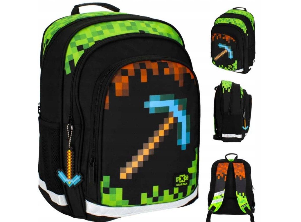 Starpak Schulrucksack Starpak Schulrucksack Pixel Green – Ergonomisch, Wasserdicht