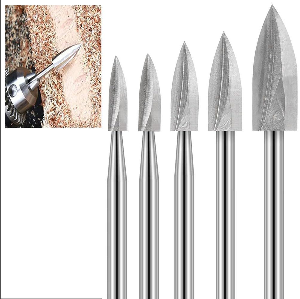 FELIXLEO Graviergerät 5PCS HSS Gravierwerkzeug, Holz Fräser Set für werkzeuge Zubehör