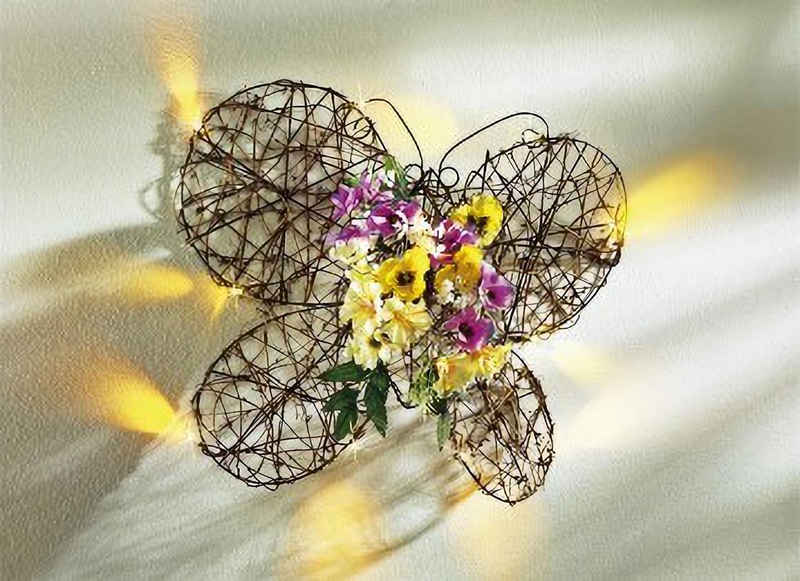 JOKA international LED Dekoobjekt LED Deko-Schmetterling Floral, LED fest integriert, Warm weiß
