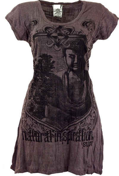 Guru-Shop T-Shirt Sure Long Shirt, Minikleid Bodhi Baum Buddha -.. Festival, Goa Style, alternative Bekleidung